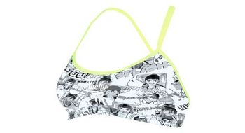 Michael phelps manga racing back   black   yellow top de traje de bano de 2 piezas para mujer