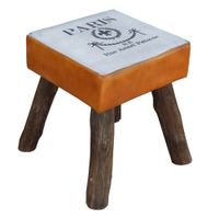 taburete tapizado marron 44x44x45