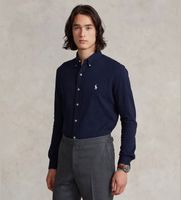 polo ralph lauren para hombre 710654408016 camisa de pique ultraligera marino xl azul casual algodon clasico manga larga
