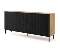 comoda ravennab tres gabinetes y tres cajones 200x42x89cm madera  negro