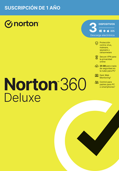 ANTIVIRUS NORTON 360 DELUXE 25GB ES 1 USER 3 DEVICE 12MO ATTACH