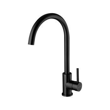 Grifo Infiniton Abk351 Caño Alto Giratorio Acero Inox Negro 37,6 Cm