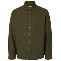 selected camisa manga larga noos regnoah shirt - forest green para hombre
