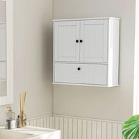 armario de bano de pared de mdf homcom 60x195x60 cm blanco