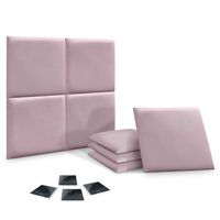 dhome juego de 8 paneles tapizados de terciopelo premium pack autoadhesivos para pared acusticos absorbentes proteccion impactos salmon 50x50cm x8