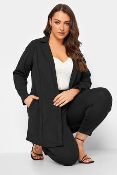 Blazer Largo Negro, Mujer Curvy Y Tallas Grandes, Yours