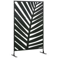 outsunny biombo separador de ambientes con diseno de hoja de platano biombo para exterior jardin patio terraza 122x45x198cm negro