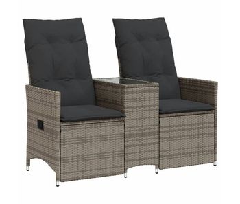 Vidaxl sofá de jardín reclinable de 2 plazas con mesa ratán pe gris