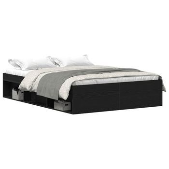 Estructura De Cama Sin Colchón Roble Negro 140x190 Cm Vidaxl