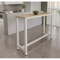 mesa alta  patas de metal  140x100x40cm  barra de cocina  modelo ani  blanco y sonoma