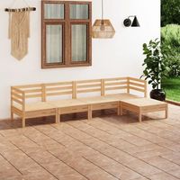 conjunto de muebles de jardin 5 uds  mesa y sillas madera maciza pino cfw213950