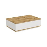 mesa de cafe efecto madera roble blanco 90x60 h29 cm