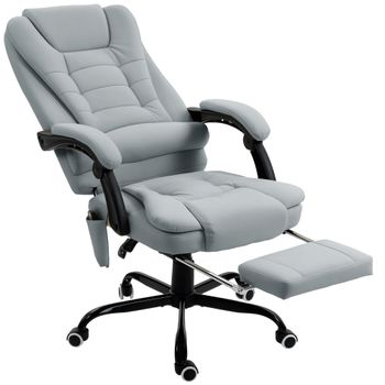 Vinsetto Sillón de oficina con masaje, silla de oficina con altura regulable, respaldo reclinable y mando a distancia por cable, gris   Aosom España