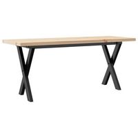 mesa de centro marco x madera maciza pino y acero 110x40x455cm vidaxl