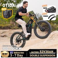 burchda 2026 nueva bicicleta electrica x2 con doble motor 52v30ah todoterreno 26 pulgadas neumaticos anchos bicicleta electrica de montana para adultos