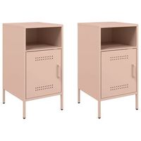 pack 2 uds mesitas de noche  mesilla de noche acero rosa 36x39x68 cm