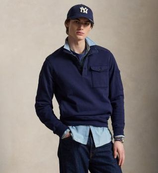 Polo Ralph Lauren para hombre. 710P04862001 Sudadera de rizo estilo funcional marino (M), Casual, Algodón
