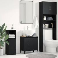 vidaxl gabinete de lavabo para bano roble negro 58 x 33 x 60 cm
