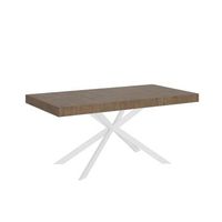 mesa extensible 90x160420 cm plaker nogal patas blanca