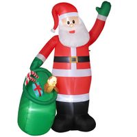 outsunny papa noel inflable 275 cm con saco y oso decoracion navidena con luces led integradas