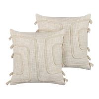conjunto de 2 cojines de algodon beige claro 45 x 45 cm patron abstracto pleione