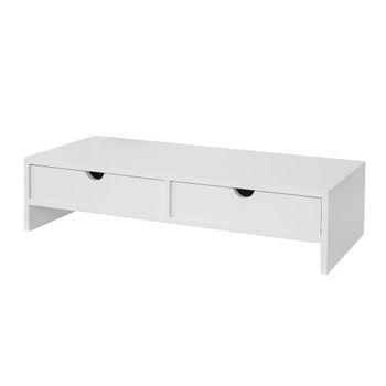 Soporte para monitor con 2 cajónes mdf blanco