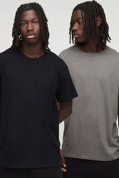 Pack De 2 Camisetas Básicas Regular Con Cuello De Caja, Multi