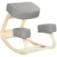 silla ergonomica de rodillas vinsetto con cojines acolchados y marco de madera gris