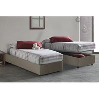 talamo italia cama individual con contenedor silvia sommier made in italy cama con revestimiento de cuero ecologico apertura frontal apta para colchon 80x190 cm taupe