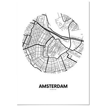 Panorama Cuadro De Aluminio Mapa Círculo De Amsterdam 70x100 Cm
