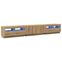 mueble tv - mesa de tv luces led madera roble artisan 260x35x40 cm