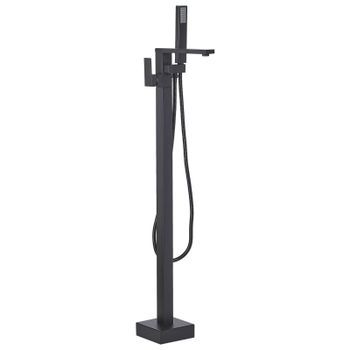 Grifo Mezclador De Baño Independiente Negro Plateado Kit De Ducha Montado En El Suelo Della