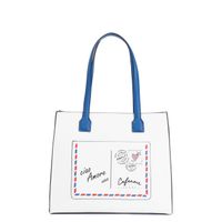 bolso shopping con bolsillo de parche estampado multicolor taglia unica