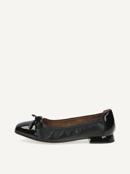 CAPRICE Ballerina, black, made of Leather and textile with Trapeze heel, Size 36