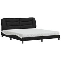 cama con colchon hvar cuero sintetico negro y blanco 180x200 cm vidaxl