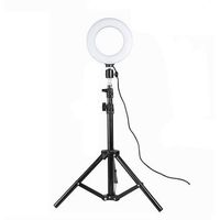 anillo de luz giratorio con soporte led 20 cm - negro