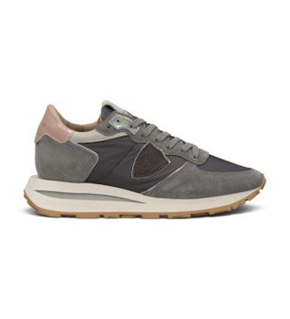 Philippe Model para mujer. TKLD Zapatillas de Piel Tropez Haute Low gris (37), 3 a 5cm, Cordones, Casual