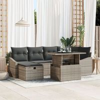 juego de sofa de jardin de 7 piezas con cojines gris poliratan v2874 unico  gris