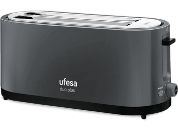 Tostadora - Ufesa TT7575, 1400 W, 2 Ranuras, 7 Niveles tostado, Bandeja recogemigas, Gris