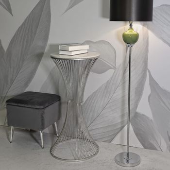 Mesa auxiliar de metal plateado cm ø 50x100