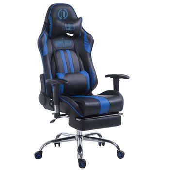 Silla De Oficina Racing Limit Xl Con Reposapiés Simil Cuero Negro/azul 58x70x125 Cm Clp