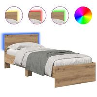 estructura de cama con tiras led roble artisan 75 x 190 cm vidaxl