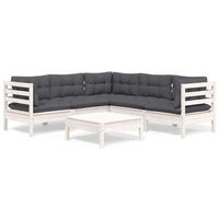 muebles de jardin 6 pzas con cojines blanco madera maciza pino vidaxl