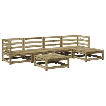 Juego De Sofás De Jardín 6 Piezas Madera De Pino Impregnada