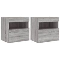 muebles tv de pared luces led 2 uds gris sonoma 40x30x40 cm vidaxl