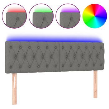 Cabecero Con Led De Tela Gris Oscuro 144x7x78/88 Cm