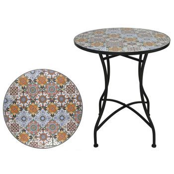Mesa De Jardín Redonda Mosaico Cerámico Notre Dame Ø60x71cm