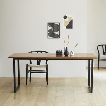 Mesa de teca maciza y metal 8 pers.