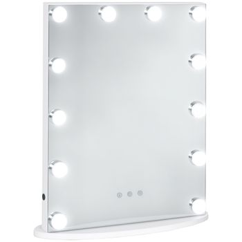 HOMCOM Espejo de Maquillaje Espejo de Tocador con 12 Luces LED Ajustables en Brillo y Temperaturas de Color Interruptor Táctil   Aosom España