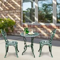 mesa redonda hoyo sombrilla 2 sillas jardin fundicion aluminio cfw98006